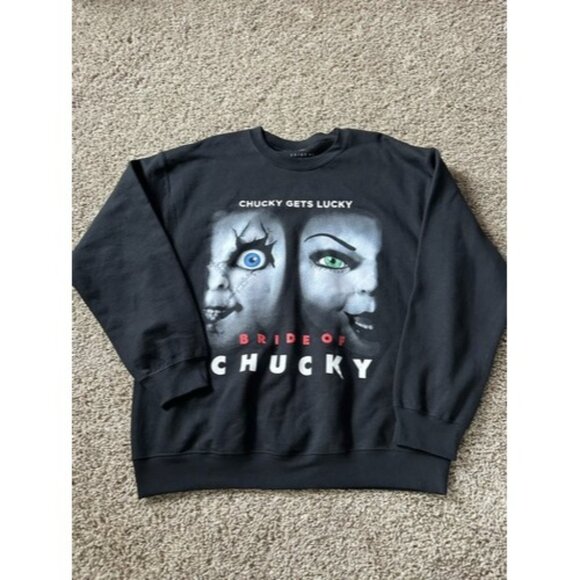 Bride of Chucky Mens Pull Over Sweater Crew Neck Graphic Thiller Size Large - Picture 1 of 11